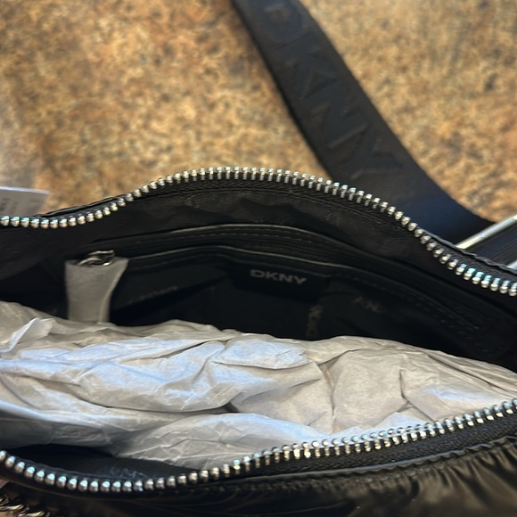 DKNY Pouchette Quilted Crossbody Cairo MD Bag Black Silver Hardware - Picture 9 of 14